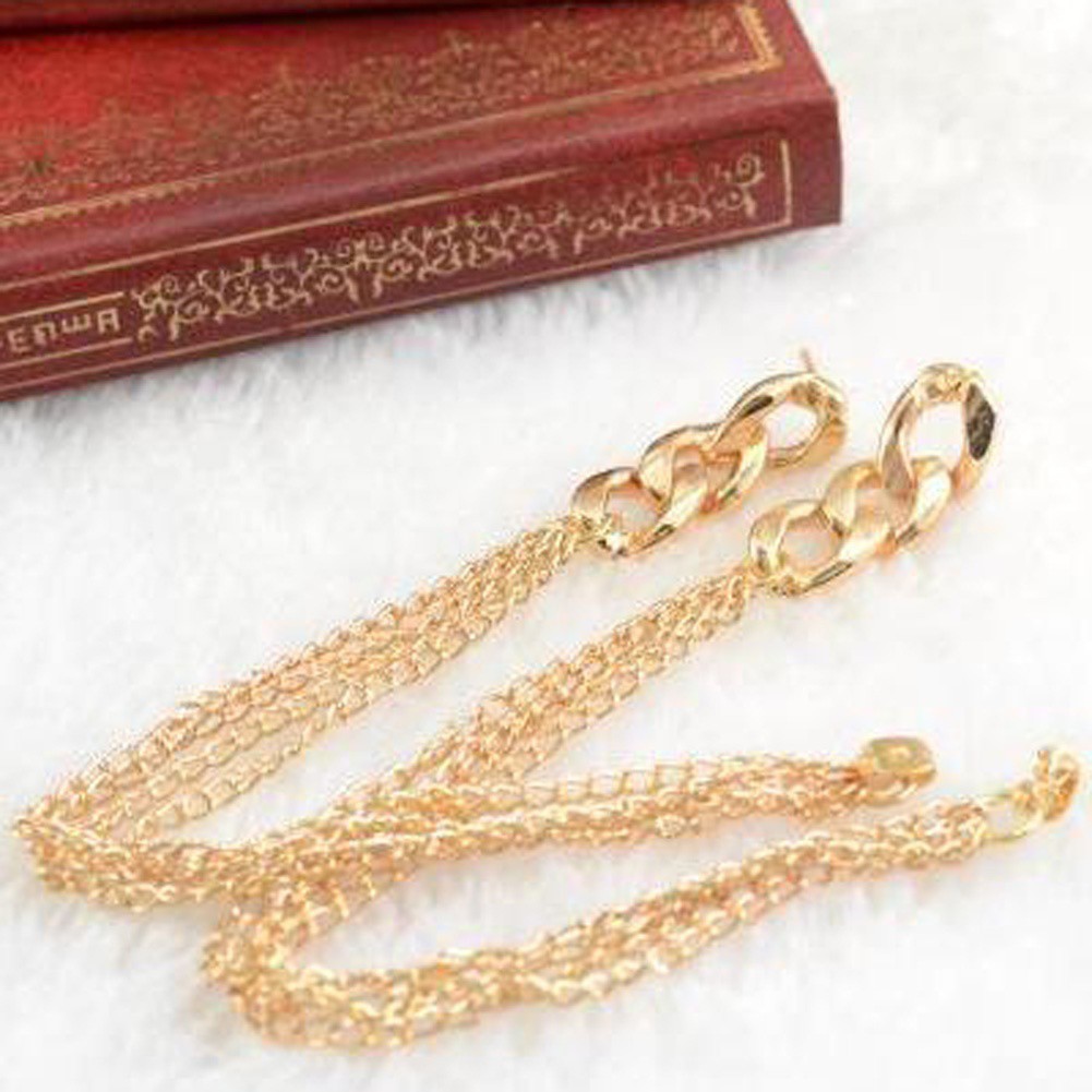 Hoa tai dáng dài hình dây xích thời thượng