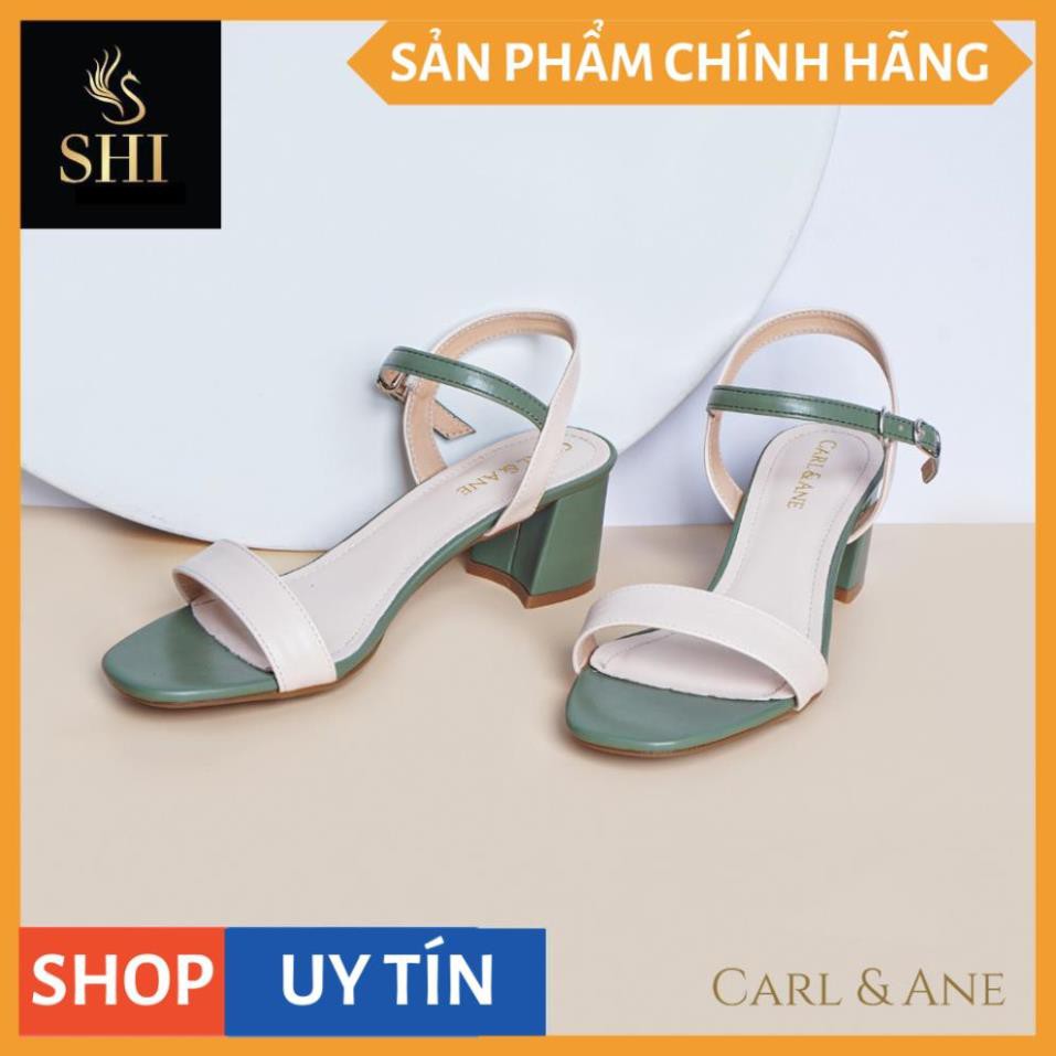 Carl & Ane - Giày sandal thời trang nữ mũi vuông phối dây nhiều màu tinh tế cao 5cm màu kem phối bò _ CS004 | BigBuy360 - bigbuy360.vn