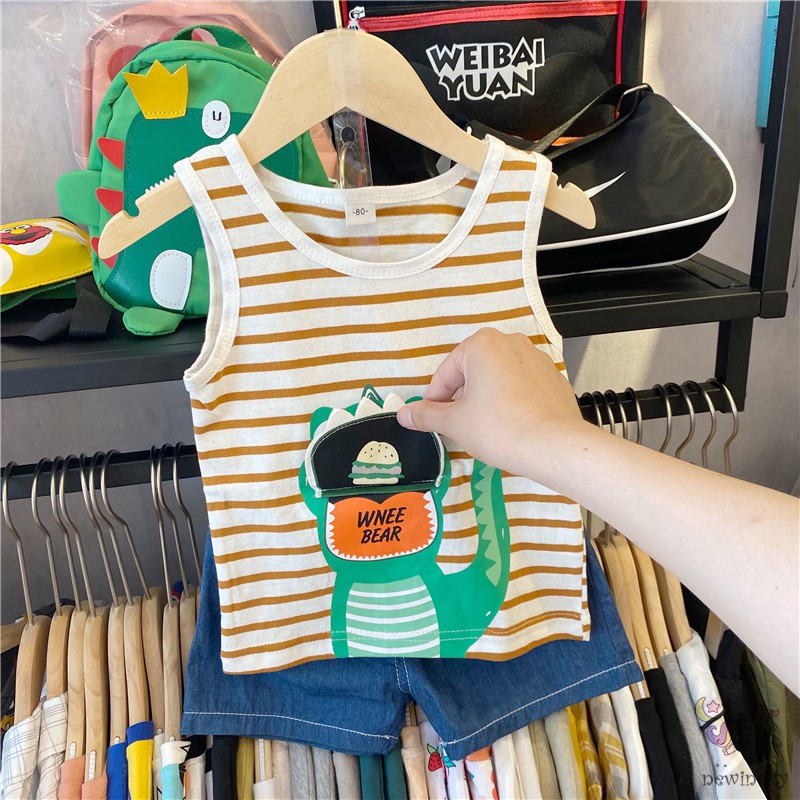 Bộ Áo Ba Lỗ In Hình + Quần Đùi Cho Bé Trai