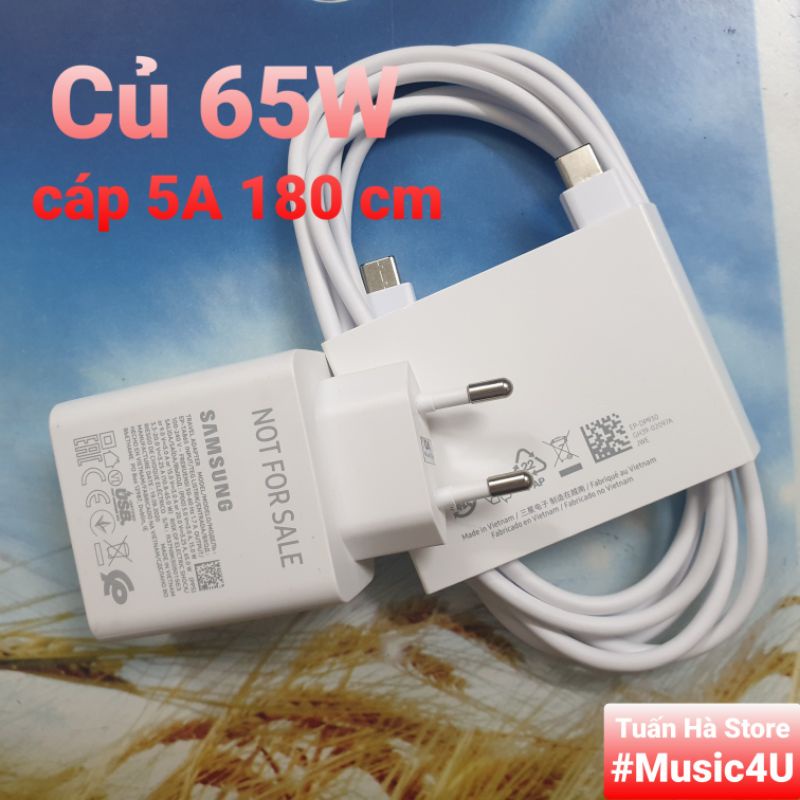 Củ sạc siêu nhanh PD 45W 65W Type C cho máy Samsung S20 S21 S22 Note 20 Note 10 Plus Tuấn Hà Store