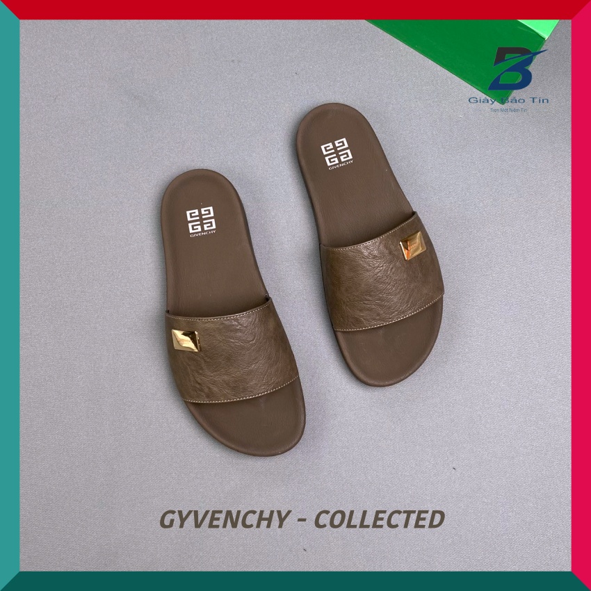 (size 44) Dép nam GYVENCHY dép nam quai ngang mẫu mới nhất màu nâu đế cao su thiết kế sang trọng (bản đặc biệt)