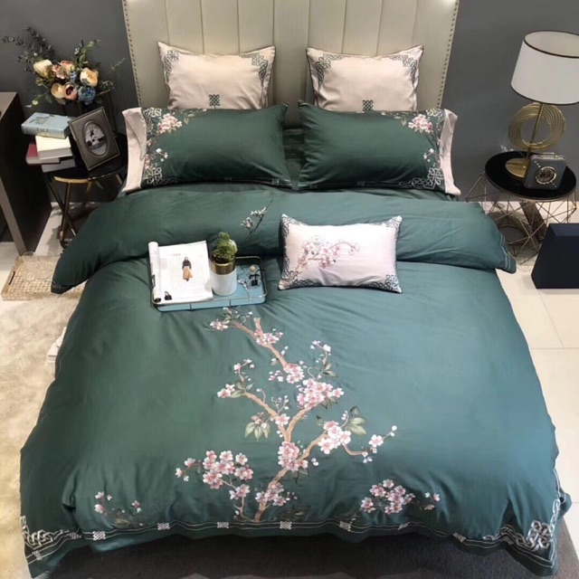 Lụa thêu cao cấp hoa đào 4 món