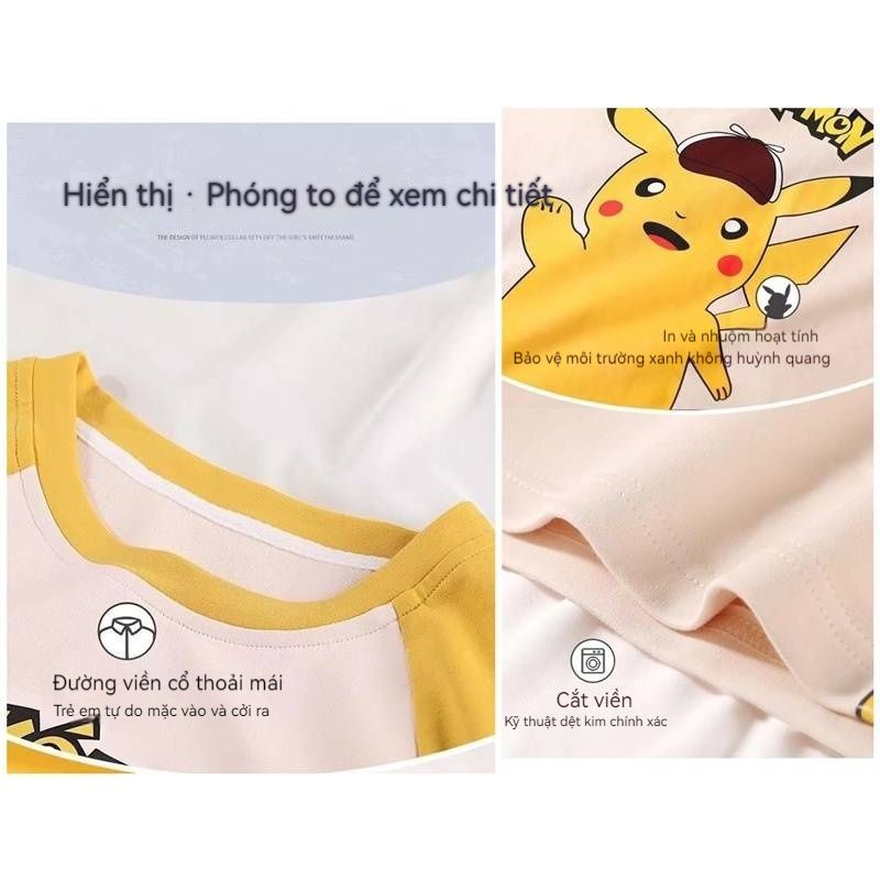 Pokemon kids Clothes  Pajamas Xiaozhi Pikachu Pajamas Summer Thin Long Sleeve Pants Cartoon Pajamas Children's Boys and Girls Indoor Home Pajamas Set Set Luffy Dinosaur Pajamas Two-piece Set