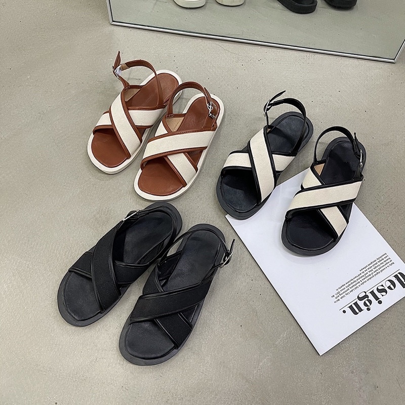 dép sandal QUAI VẮT CHÉO 3 màu QUẢNG CHÂU