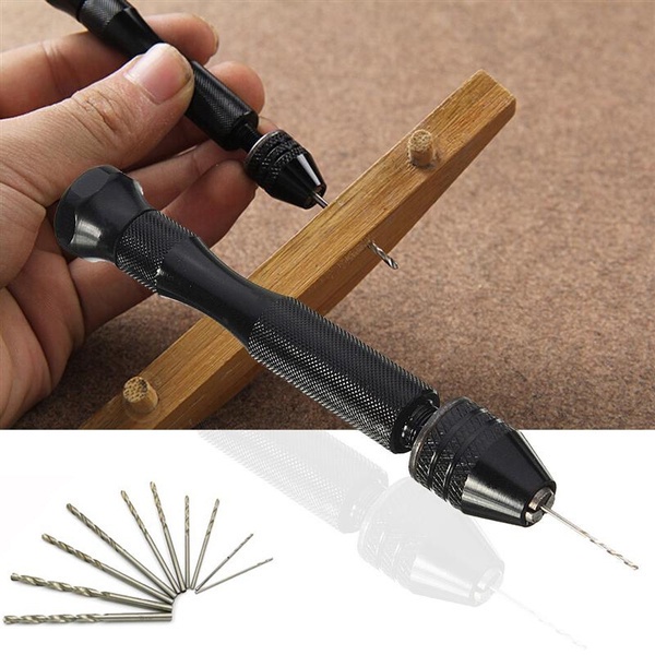 Máy Khoan Cầm Tay Mini Kèm 10 Mũi Khoan Xoắn Bằng Hợp Kim Thép Hợp Kim