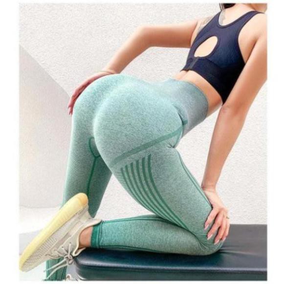 [EMMA] Quần Tập Gym Nữ Yoga [LEGGING] Naqi Sọc Dệt Kim Sóng Mới [ĐỒ TẬP]