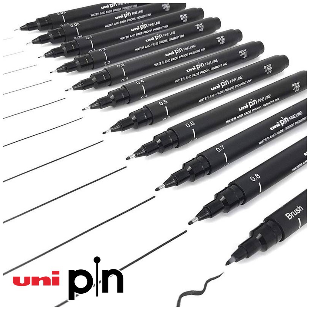 Bút line đi nét Uni pin, màu Black