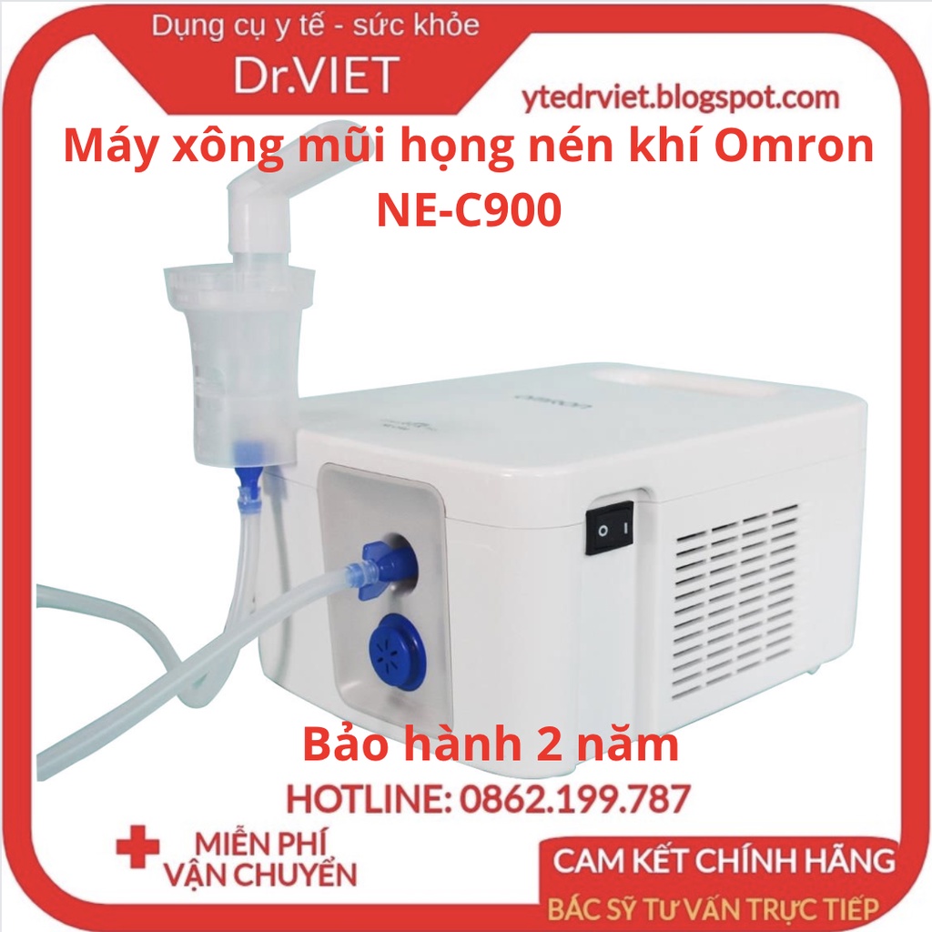 [Chính hãng] Máy xông mũi họng nén khí Omron NE-C900 - Giảm các bệnh về hô hấp,an toàn cho mọi lứa tuổi - Drviet