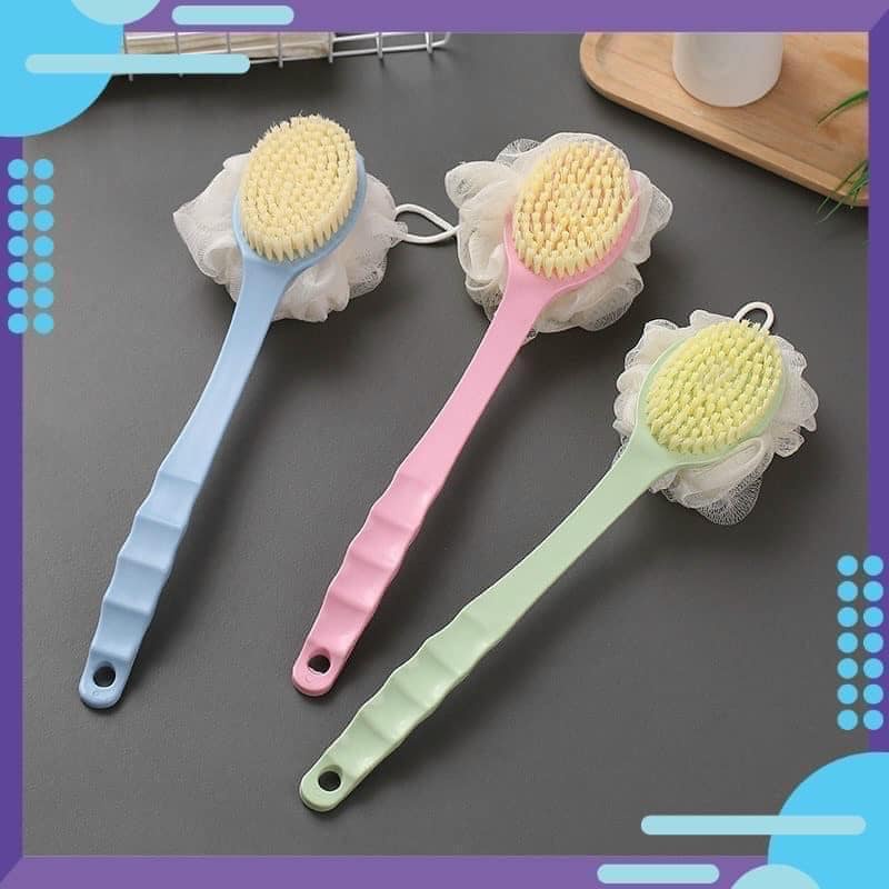 Cọ lưng 2 đầu kèm bông tắm