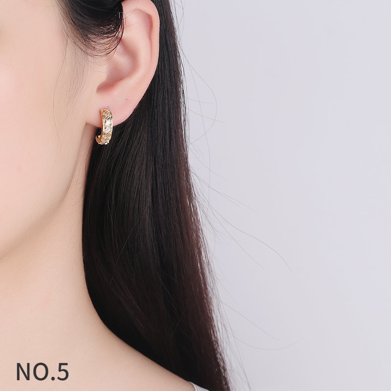 Bông Tai Mạ Bạc 925 Đính Đá Kim Cương Trắng Và Vàng 18K Thời Trang