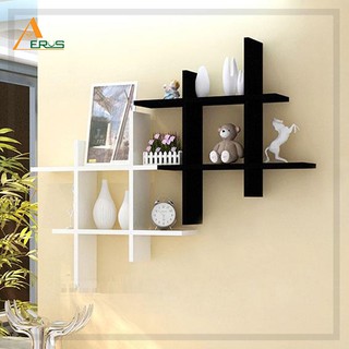 Kệ sách gỗ/ kệ trang trí treo tường hình dấu thăng  (KS-22)