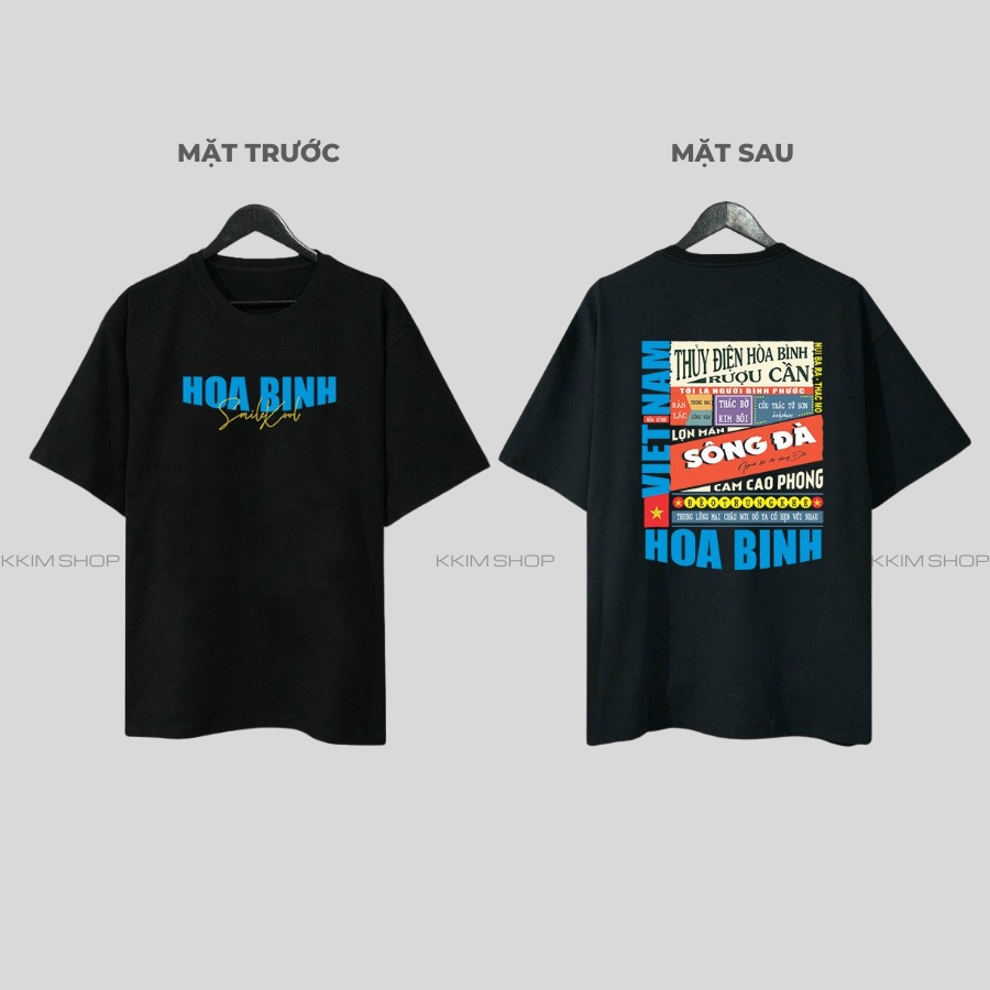 Áo thun tay lỡ HÒA BÌNH, Áo phông 63 tỉnh thành Form rộng oversize, chất liệu Cotton KKIMSHOP