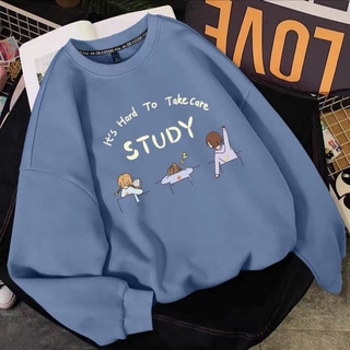 Áo sweater dáng rộng in hình hoạt hình phong cách Hàn Quốc