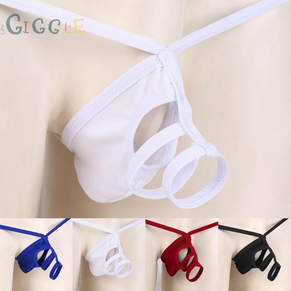 Men Gay C-String Thongs Open Briefs Sexy Soft Breathable See Through Underwear