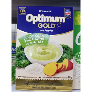 BỘT ĂN DẶM OPTIMUM GOLD GẠO CẢI XOĂN KHOAI LANG GIỐNG NHẬT – HỘP 200G