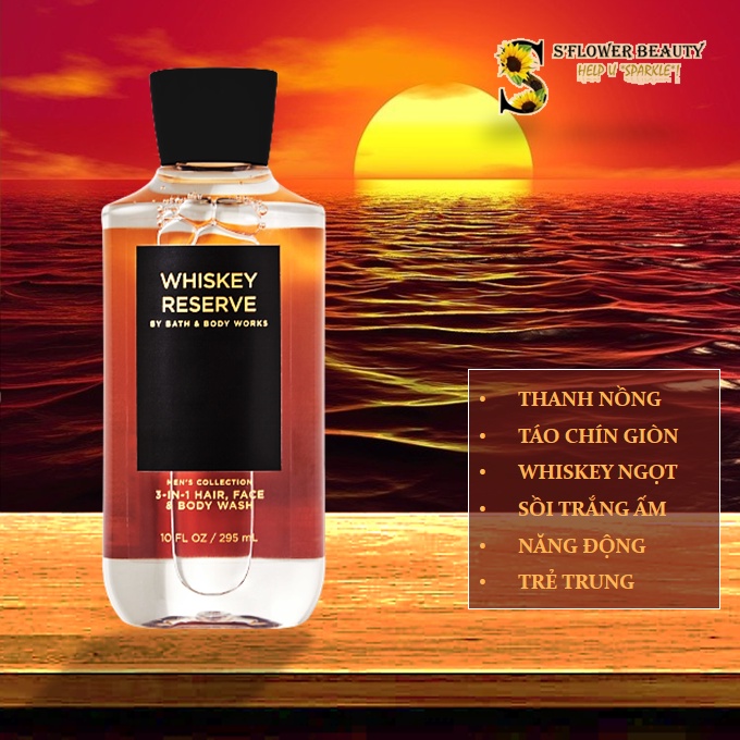 ♛ For Men |☀️ Gel Tắm 3-in-1 Lưu Hương Cho Nam Bath &amp; Body Works Hair Face Body Wash - Noir | Teakwood | Whiskey Reserve