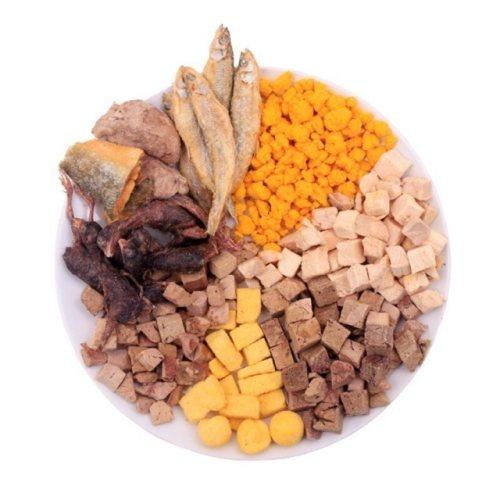 Thức Ăn Sấy Khô Hàng Loại 1 - Hỗn hợp 11 loại thịt cá dinh dưỡng (Gà, Vịt, Bò, Cá, Tôm, Chim cút, Trứng) Sấy Đông Khô