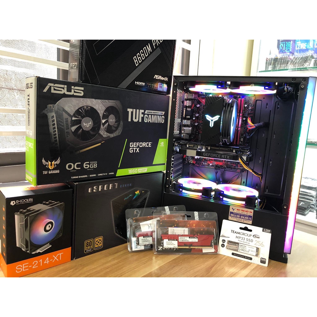 BÁN CASE B660 CPU I5 12400F RAM 16G BUS3 3200 VGA  Asus TUF Gaming 1660-6G SUPER BH 12T