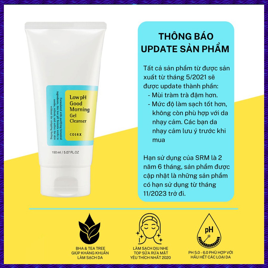 Sữa Rửa Mặt Cosrx Low PH Good Morning Gel Cleanser - 150ml