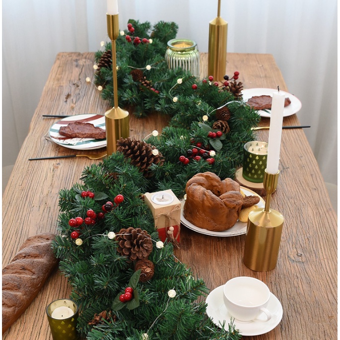 Dây Lá Thông KCS04 Quả Thông Lớn Trang Trí Noel Giáng Sinh