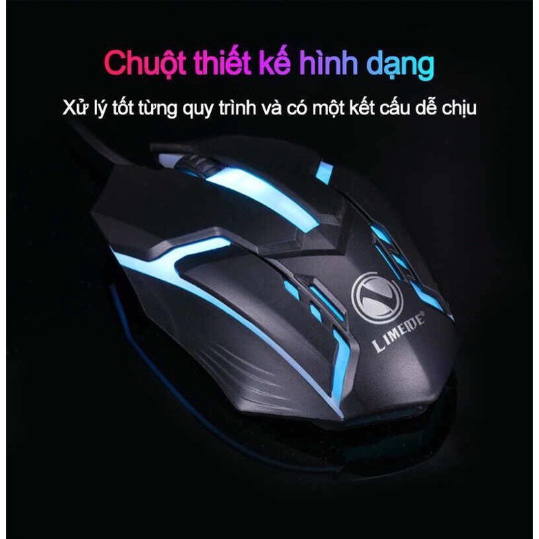 Bộ chuột bàn phím Gaming Latope bàn phím chuột giả cơ máy tính có dây Full Led RGB GTX300