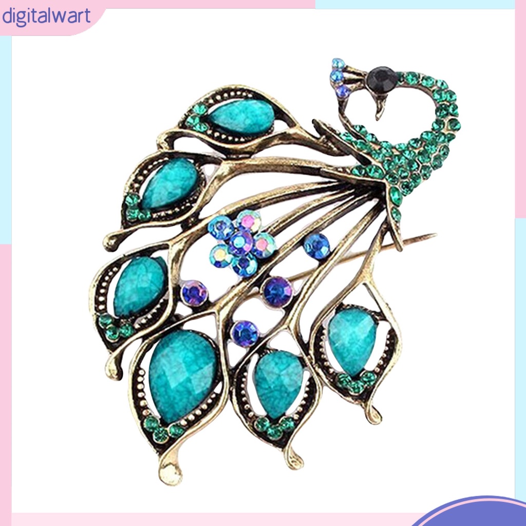 Trâm Cài Áo Hình Chim Công Đính Đá Thời Trang