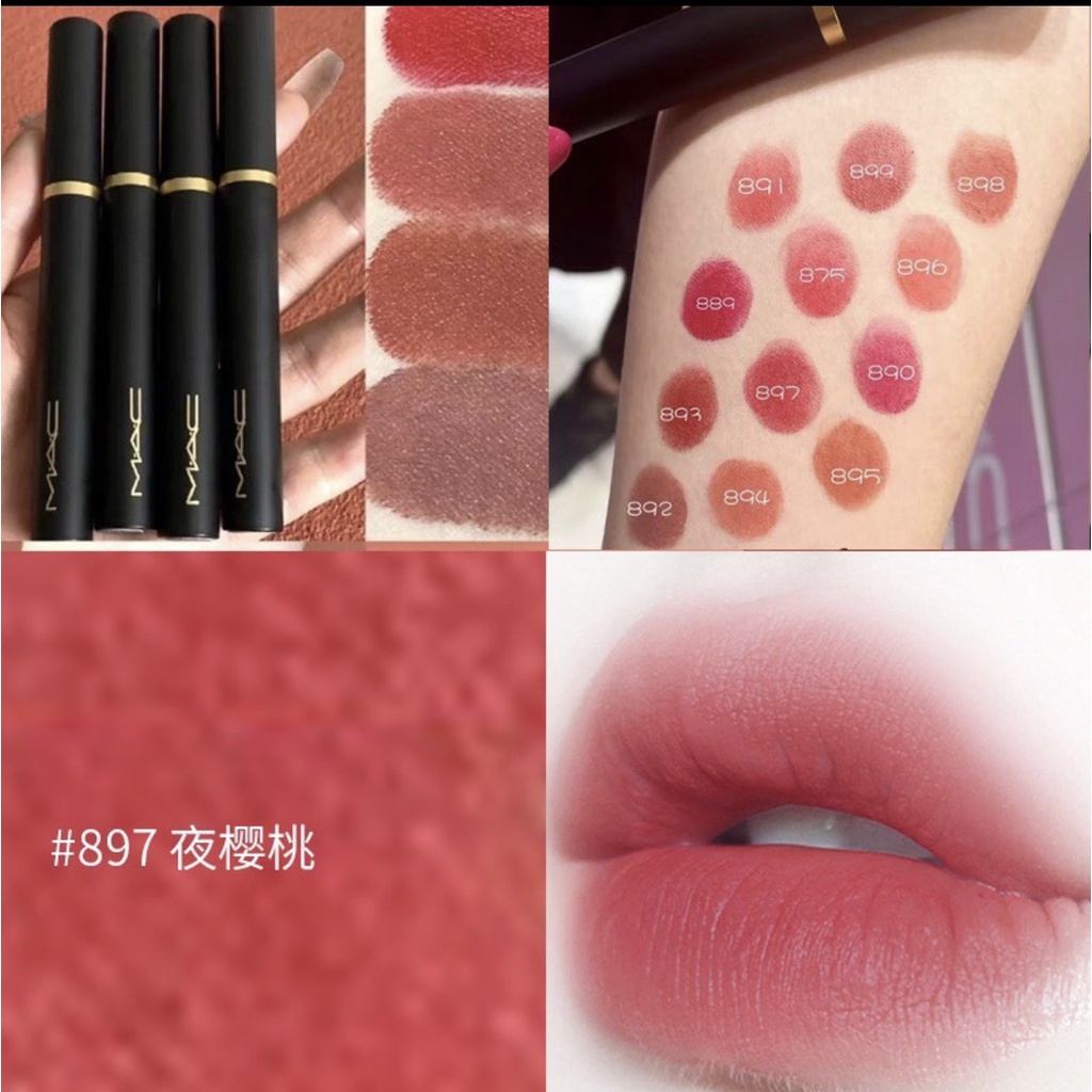 Son MAC Powder Kiss Velvet Blur Slim Stick Lipstick, 12 màu son mac mới fullsize Lipstick Offical Store