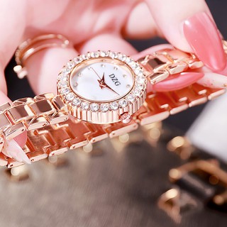 Đồng Hồ Nữ Cao Cấp DZG Quartz Mặt Kính Chống Nước Khung Thép Đính Đá Tinh Xảo