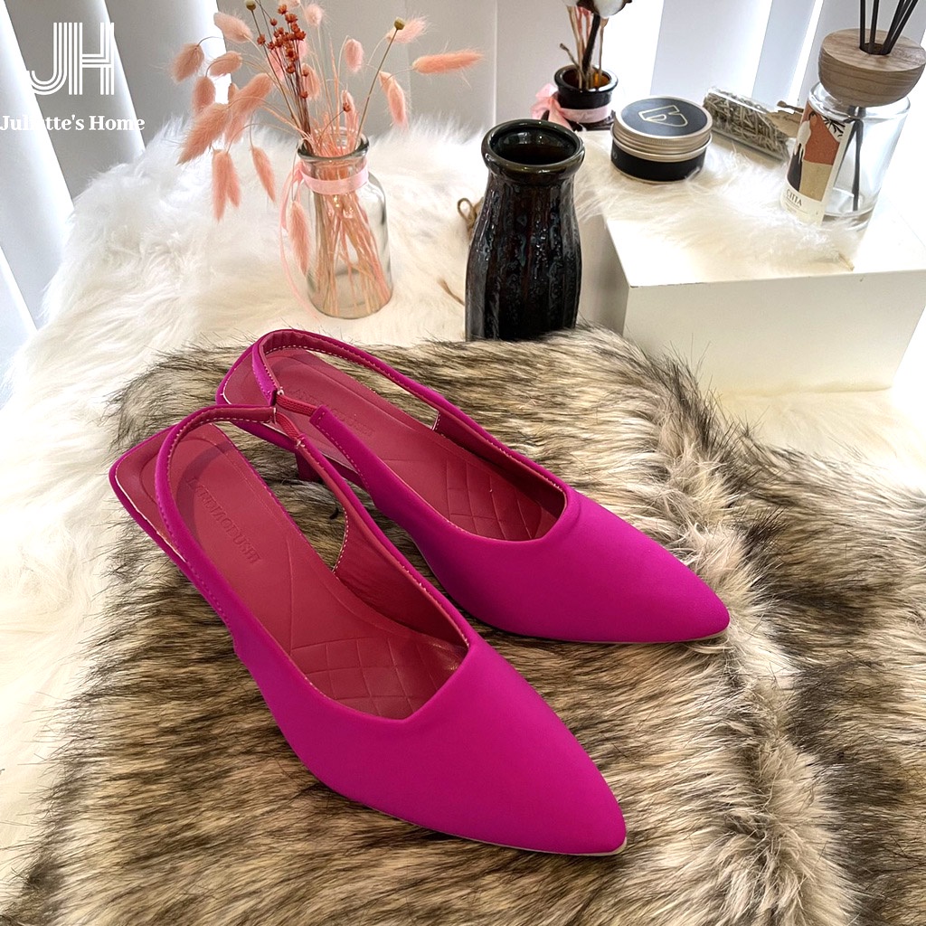 Giày cao gót nữ, sandal Nữ cao 5cm mũi nhọn gót nhọn dáng sandal slingback thời trang công sở đẹp 11020061