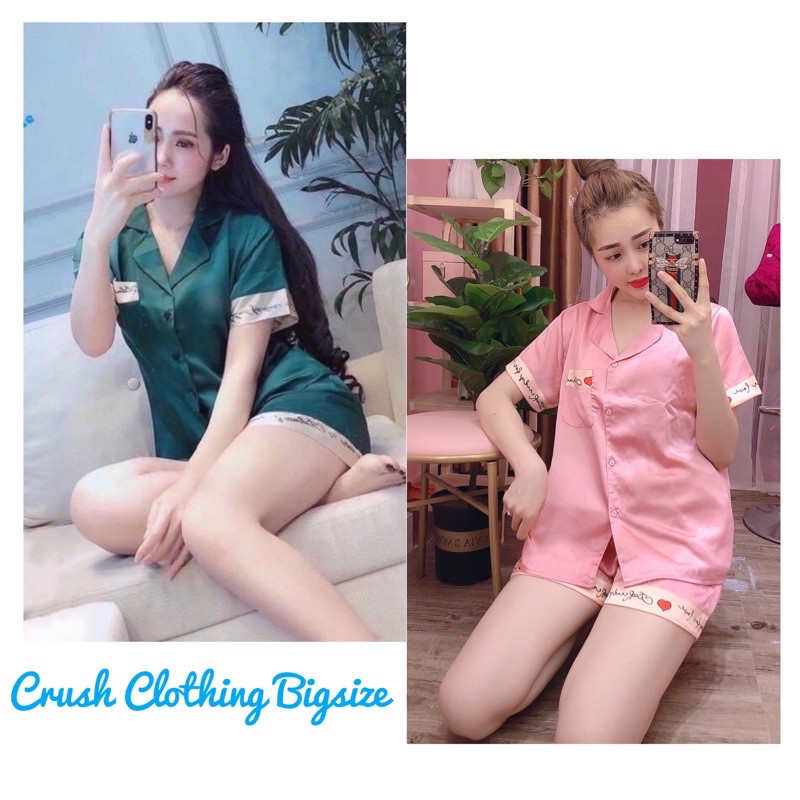 [Mẫu Đẹp]Pyjama Đồ Bộ Đùi Viền Chữ Bigsize 55-100kg Diện cực Đẹp Chất Satin Cao Cấp