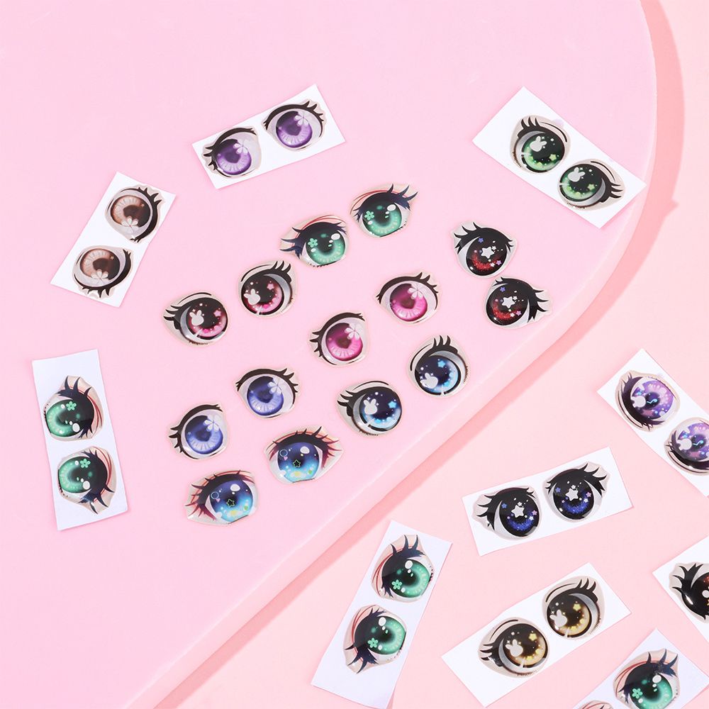 Bộ 5 cặp nhãn dán hình mắt phong cách hoạt hình 8mm / 10mm / 12mm / 15mm