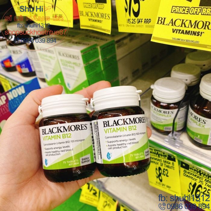 Vitamin b12 blackmores 75 viên úc, hỗ trợ mức năng lượng và hỗ trợ sản xuất tế bào hồng cầu khỏe mạnh