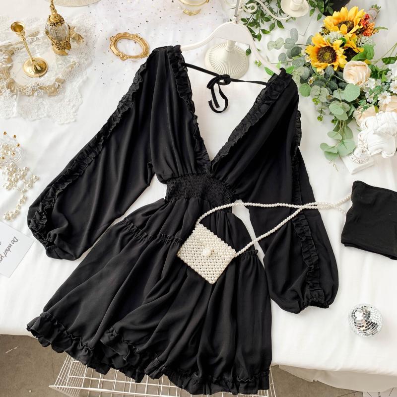 Đầm Dệt Kim Tay Dài Phồng Kiểu Retro Pháp Xinh Xắn Cho Nữ | BigBuy360 - bigbuy360.vn