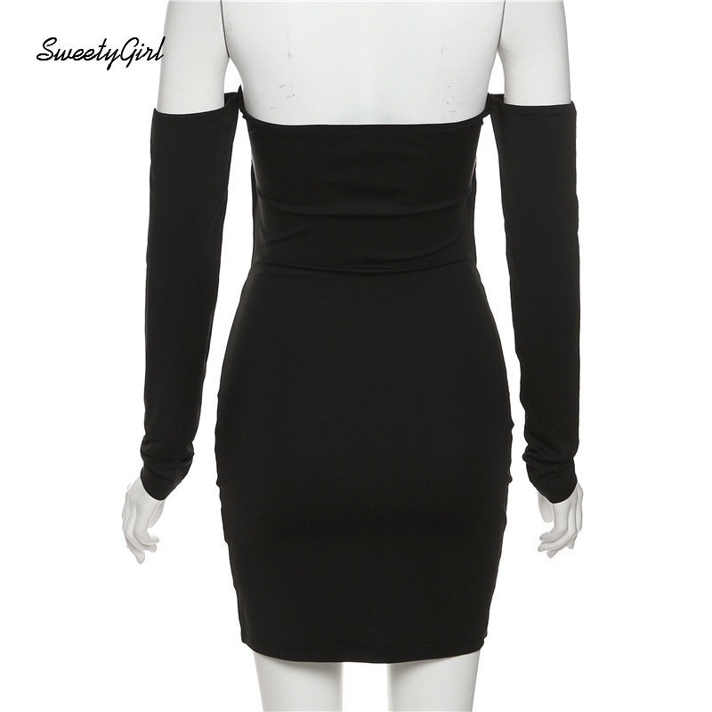 Đầm Mini Tay Ngắn Hở Vai Màu Đen Trơn Thời Trang 2022 Quyến Rũ Cho Nữ