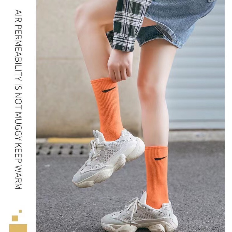 Vớ Thể Thao Cổ Cao Màu Sắc Kẹo Ngọt Phong Cách Hàn Quốc Dành Cho Cặp Đôi