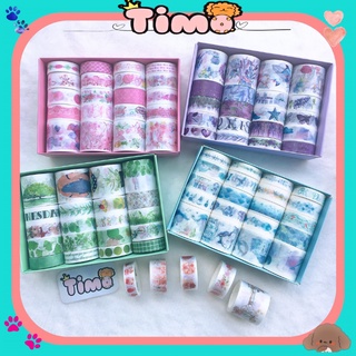 Băng keo giấy washi tape phong cảnh vintage set 20 cuộn bullet journal trang trí sổ tay retro cổ điển TIMO WS12
