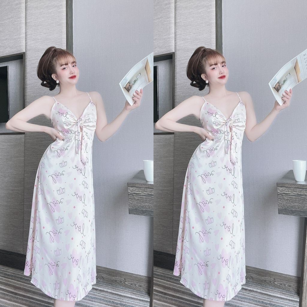 Váy ngủ sexy ❣️FREE SHIP❣️ Đầm ngủ sexy lụa Latin Chất Siêu Mát Dáng Siêu Xinh &lt; 60kg
