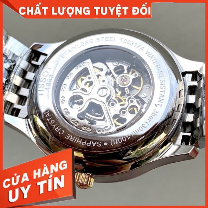 Đồng Hồ Nam Tiss0t Sapphire TA125 Case 42mm Mặt trơn lộ cơ 12h Máy cơ Automatic Nhật