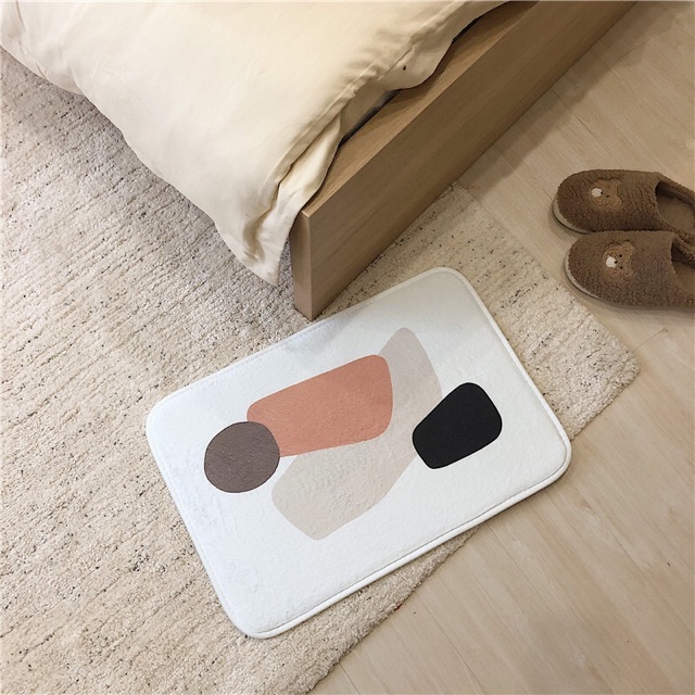 Thảm chùi chân bông mềm trừu tượng pastel Hàn Quốc - Décor nhà Sò