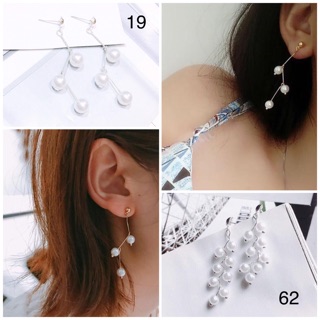 Bông tai zíc zắc hạt trai dáng dài