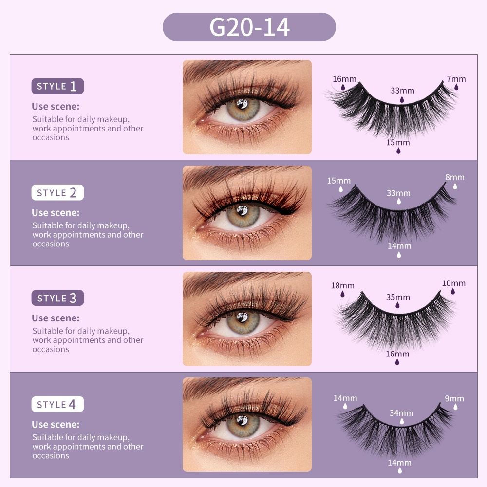 Set 20 cặp lông mi giả MAGEFY phong cách hoạt hình đáng yêu