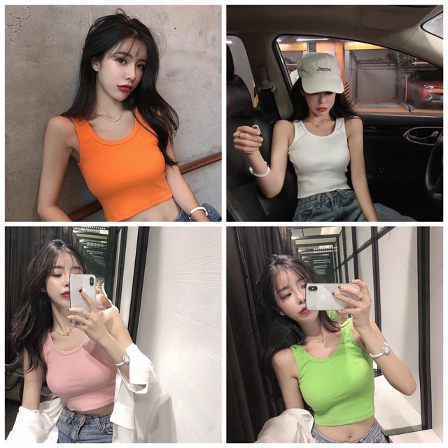 Áo croptop nữ 3 lỗ thể thao 6 màu siêu hot