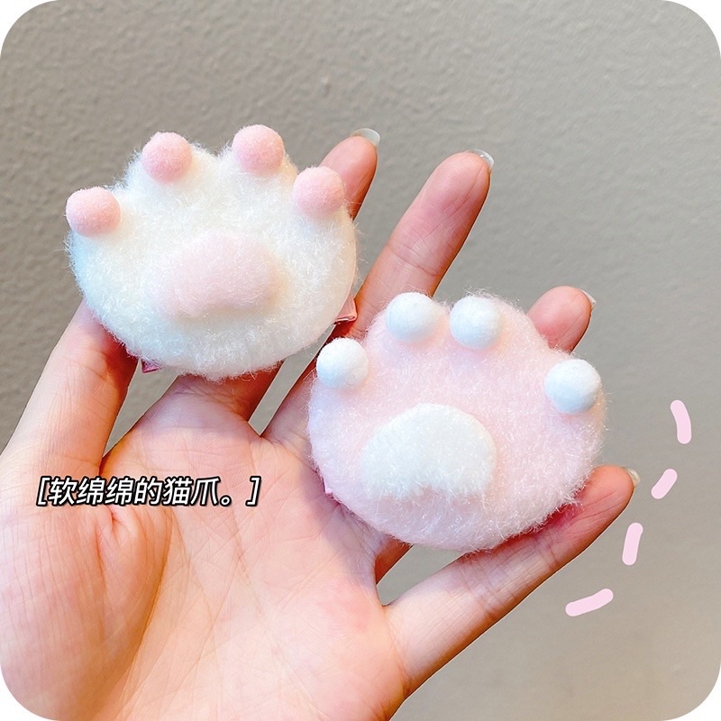 Kẹp tóc bông hình chân cún màu sắc ngọt ngào dễ thương phong cách Hàn Quốc