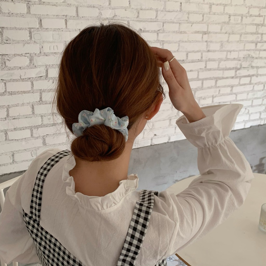 Scrunchies Cột Tóc LIN Họa TIết Hoa Phong Cách Hàn Quốc