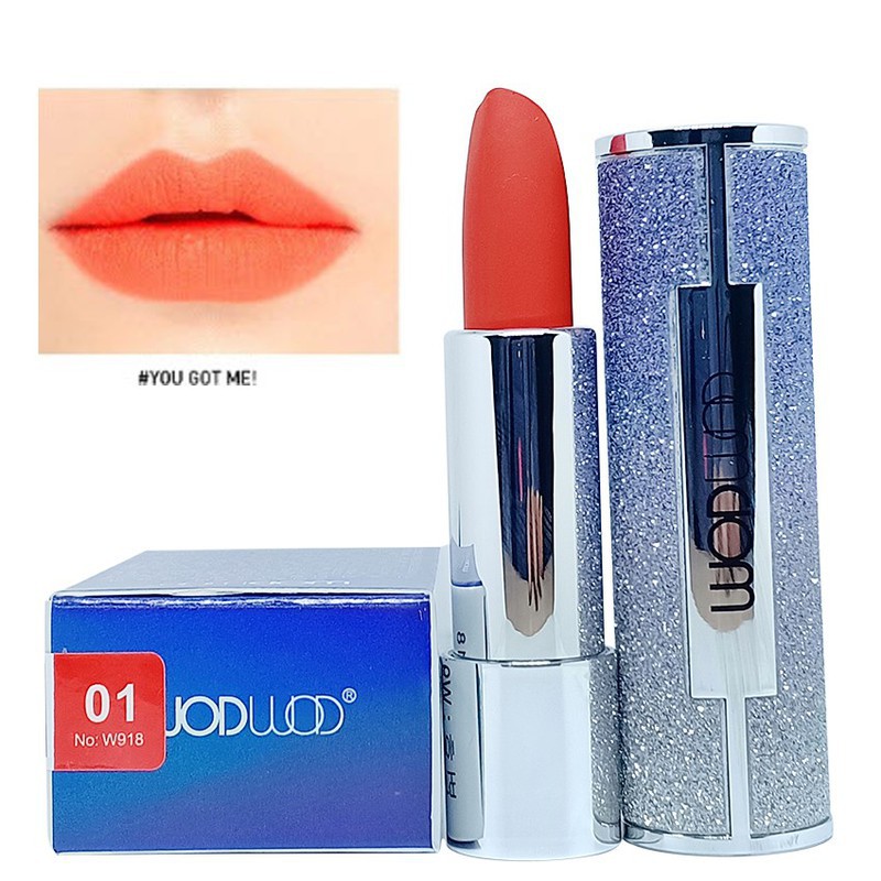 Son môi dưỡng ẩm bền màu Wodwod Lipstick Hàn Quốc 3.8g #01Đỏ Cam dạng bấm cực đẹp
