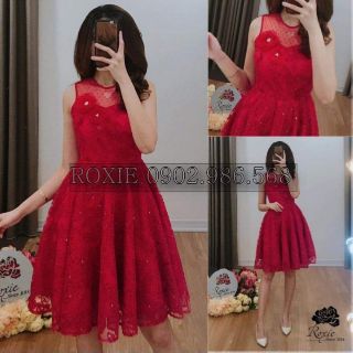 Đầm xòe ren đính hoa