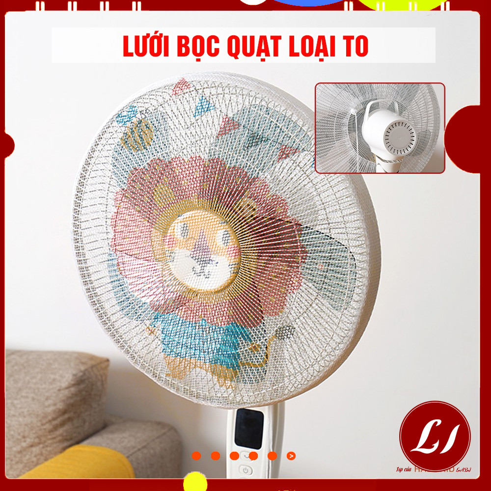 Lưới bọc quạt HỌA TIẾT cho LOẠI TO có dây rút điều chỉnh, chống bụi, bảo vệ an toàn cho bé-QATE0119/T