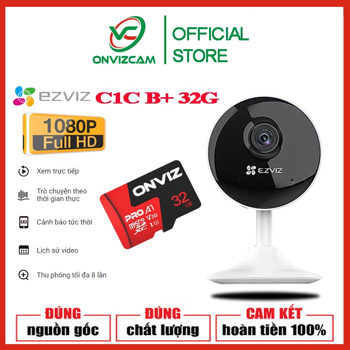 Camera wifi đa năng Ezviz C1C /2MP 1080p - Hàng chính hãng/ thẻ nhớ ONVIZ PRO 32/64GB