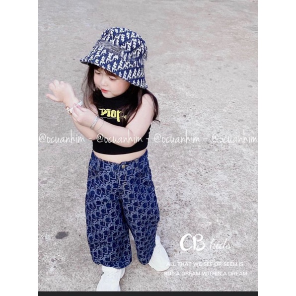 Set 3 chi tiết áo cotton quần xuông kèm mũ chất lừ bé gái