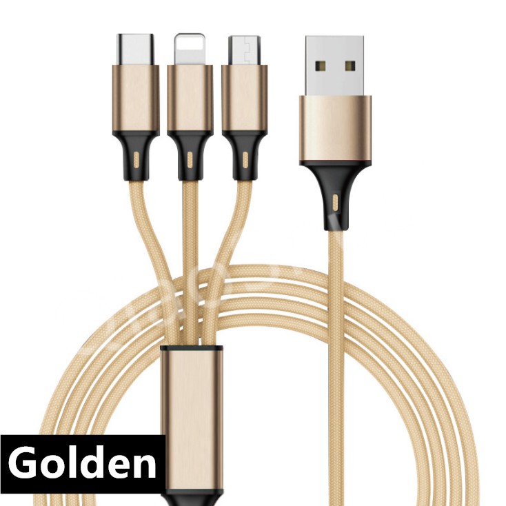 Dây cáp sạc truyền dữ liệu 3 trong 1 lightning USB Micro USB cho Type-C Android Iphone 